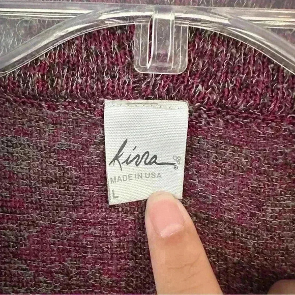 Kirra Purple Open Front Cardigan Sweater Size Large Long Cuffed Sleeve Pockets - Picture 4 of 14